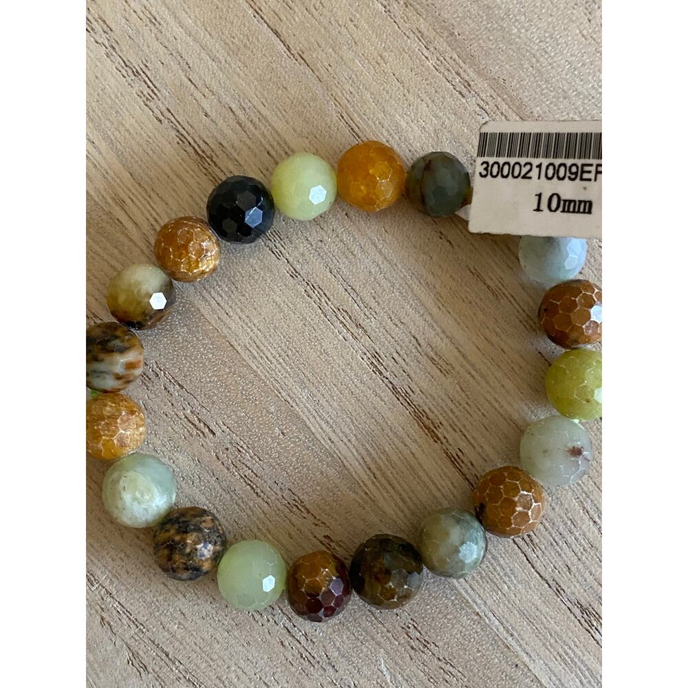 Jade Beaded Bracelet NEW 10 mm Earth tones 10mm - Picture 7 of 7